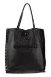 Zanellato Black Leather Tote Bag With Decorative Studs