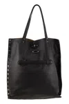 Zanellato Black Leather Tote Bag With Decorative Studs In Black