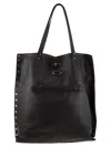 Zanellato Black Leather Tote Bag With Decorative Studs In Black