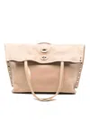 Zanellato Jones Suede Leather Handbag With Top Handles In Nude & Neutrals