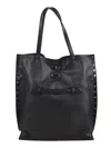 Zanellato Black Leather Tote Bag With Decorative Studs In Black