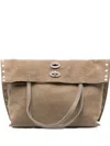 Zanellato A Spasso Stud-embellished Clasp Tote Bag In Gray