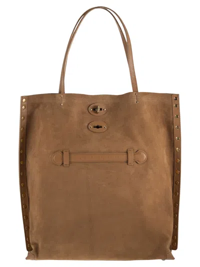 Zanellato A' Spasso - Suede Handbag M In Blue