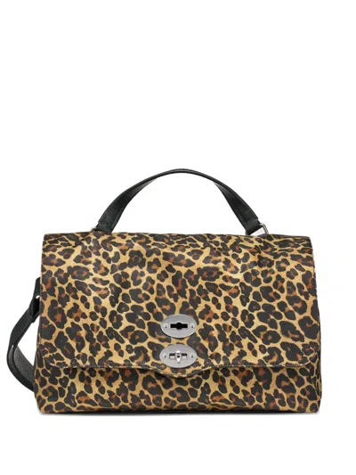 Zanellato Animal-print Leather Postman Bag In Brown