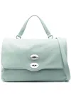 Zanellato Medium Postina Leather Tote Bag In Aqua