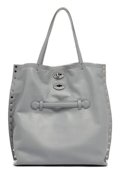 Zanellato Aspasso Foldover Top Medium Tote Bag In Blue Punta Ala