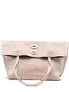 Zanellato Jones Suede Leather Handbag With Top Handles In Neutral