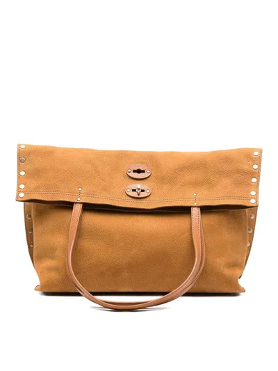 Zanellato Aspasso Jones Suede Leather Handbag In Brown