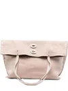 Zanellato Jones Suede Leather Handbag With Top Handles In Neutral