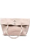 Zanellato Jones Suede Leather Handbag With Top Handles In Neutral