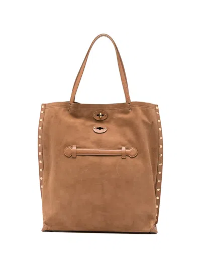 Zanellato A'spasso Studded Tote Bag In Brown