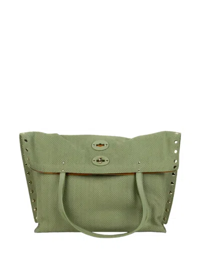 Zanellato A'spasso Stud-embellished Tote Bag In Green