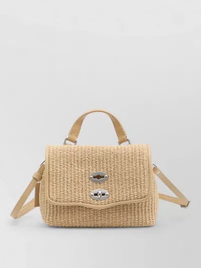 Zanellato Baby Crossbody Satchel Raffia Leather Bag In Nude