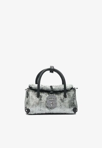 Zanellato Baby Dotta Leather Handbag In Silver
