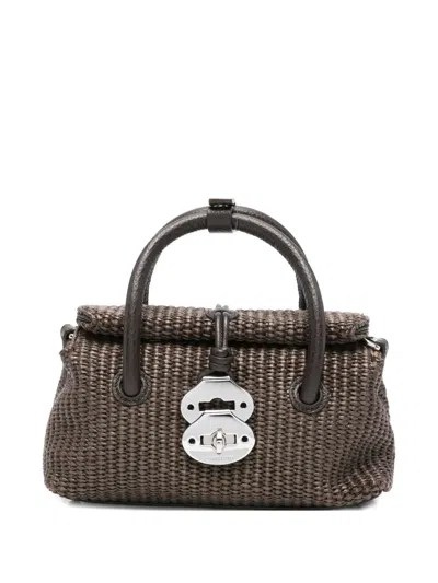 Zanellato Dotta Vimini Small Tote Handbag Woven In Brown