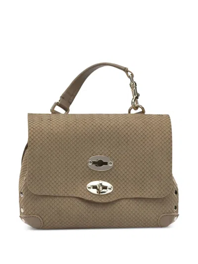 Zanellato Baby Postina Amoretto Studs Suede Tote Bag In Brown