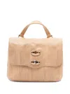 Zanellato Structured Beige Lamb Leather Shoulder Bag In Brown