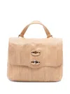 Zanellato Structured Beige Lamb Leather Shoulder Bag In Brown