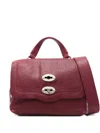 Zanellato Postina Tabacco Baby Leather Handbag In Burgundy