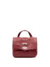 Zanellato Bordeaux Textured Leather Handbag With Turn-lock Closure In Red