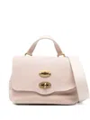 Zanellato Small Suede Leather Shoulder Bag With Studded Detail In Pink