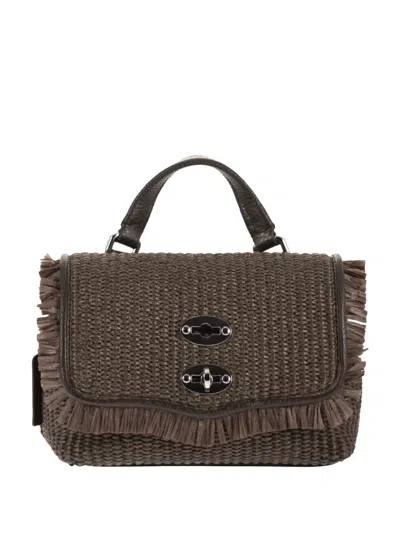 Zanellato Baby Postina Fringed Woven Raffia Tote Bag In Brown