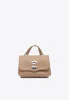 Zanellato Baby Postina Hammered Leather Top Handle Bag In Sand