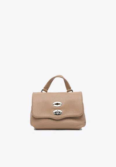 Zanellato Baby Postina Hammered Leather Top Handle Bag In Sand