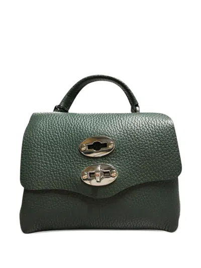 Zanellato Baby Postina Pebble-textured Top-handle Mini Bag In Green