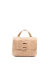 Zanellato Structured Beige Lamb Leather Shoulder Bag In Brown