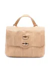 Zanellato Structured Beige Lamb Leather Shoulder Bag In Brown