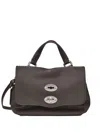 Zanellato Rectangular Handbag With Silver-tone Turn-lock Closure In Brown