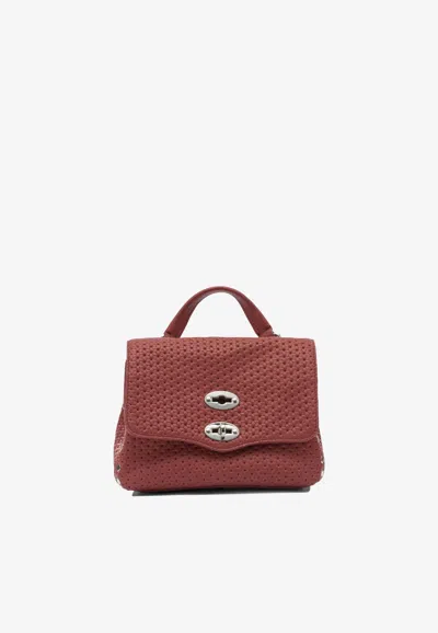 Zanellato Baby Postina Woven Leather Top Handle Bag In Red