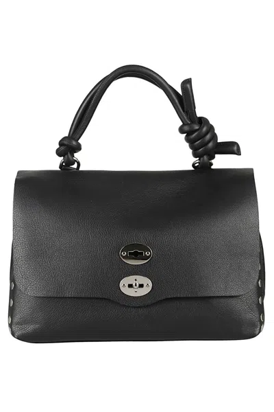 Zanellato Bag Postina Piuma Knot M Handbag In Black