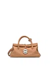 Zanellato Dotta Centauro S Hammered Leather Handbag With Shoulder Strap In Brown