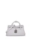 Zanellato Pebbled Texture Small Leather Handbag In Gray