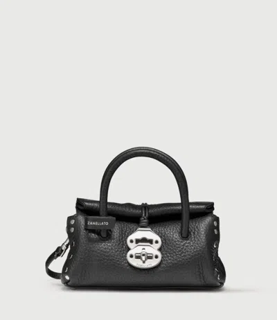 Zanellato Dotta Cbi Baby Leather Handbag In Black