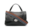 Zanellato Tumbled Leather Small Postina Daily Giorno Bag In Black