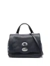 Zanellato Tumbled Leather Medium Postina Daily Day Bags In Blue
