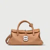 Zanellato Dotta Centauro S Hammered Leather Handbag With Shoulder Strap In Brown