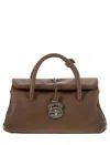 Zanellato Dotta Centauro Small Grained Leather Handbag In Brown