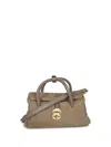 Zanellato Textured Soft Leather Shoulder Bag With Lock Closure In Neutral