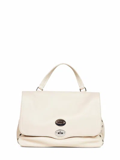 Zanellato Beige Alcalino Postina Medium Handbag In White