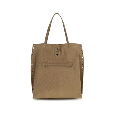 Zanellato Beige Calf Leather Bos Taurus Handbag In Brown