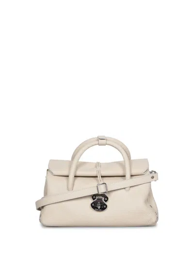 Zanellato Beige Leather Dotta Top Handle Bag In White