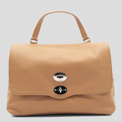 Zanellato Beige Leather Postina Baby Top Handle Bag In Brown