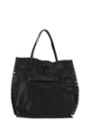 Zanellato Black Leather Tote Bag With Decorative Studs In Black
