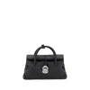 Zanellato Black Calf Leather Bos Taurus Shoulder Bag In Black