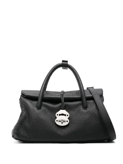 ZANELLATO BLACK DOTTA CENTAURO SMALL SATCHEL BAG