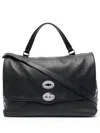 Zanellato Medium Postina Leather Shoulder Bag In Black